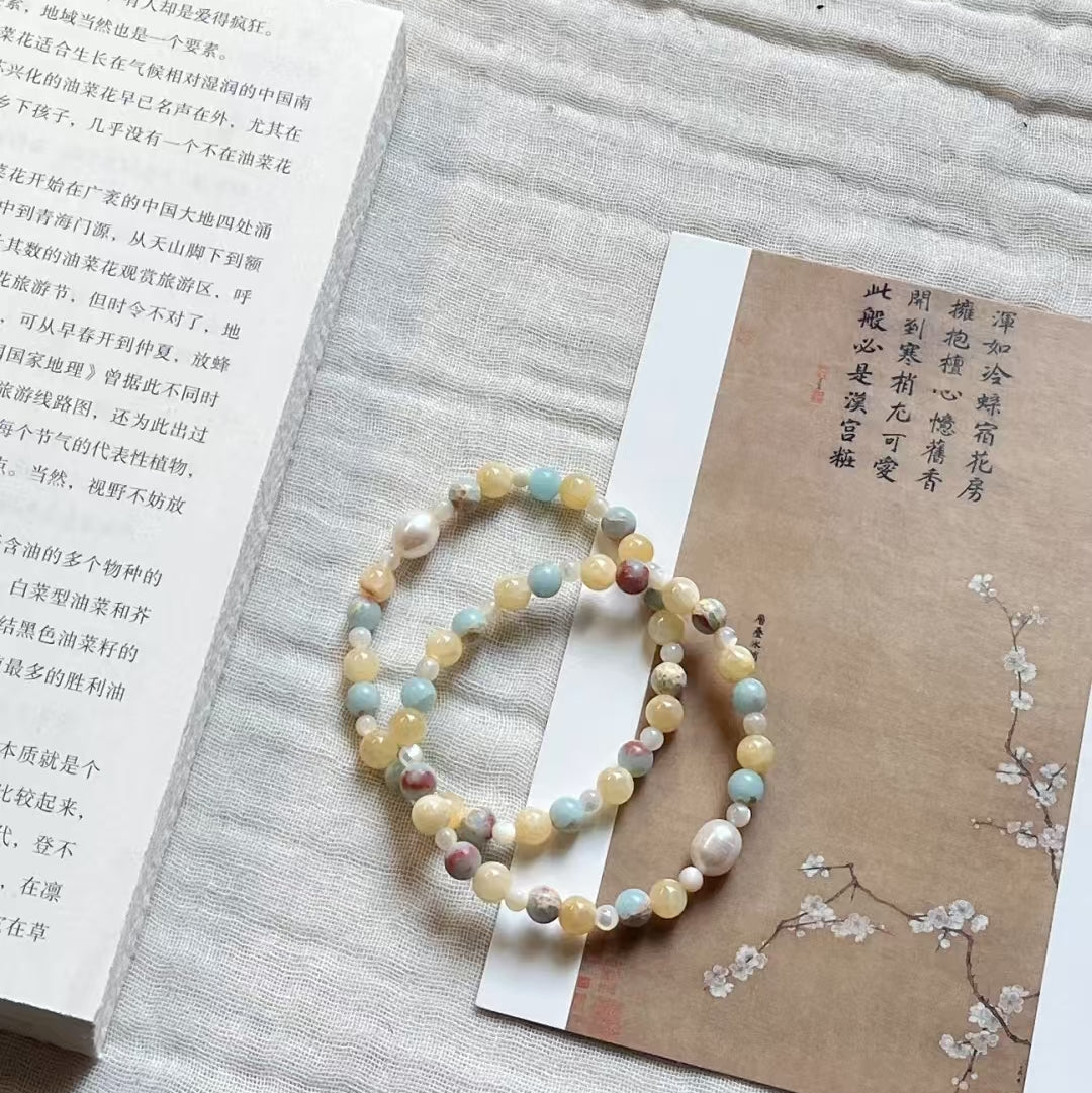 CIRCLEARA | The Serene Anchor - Shoushan Stone & Mother of Pearl Bracelet