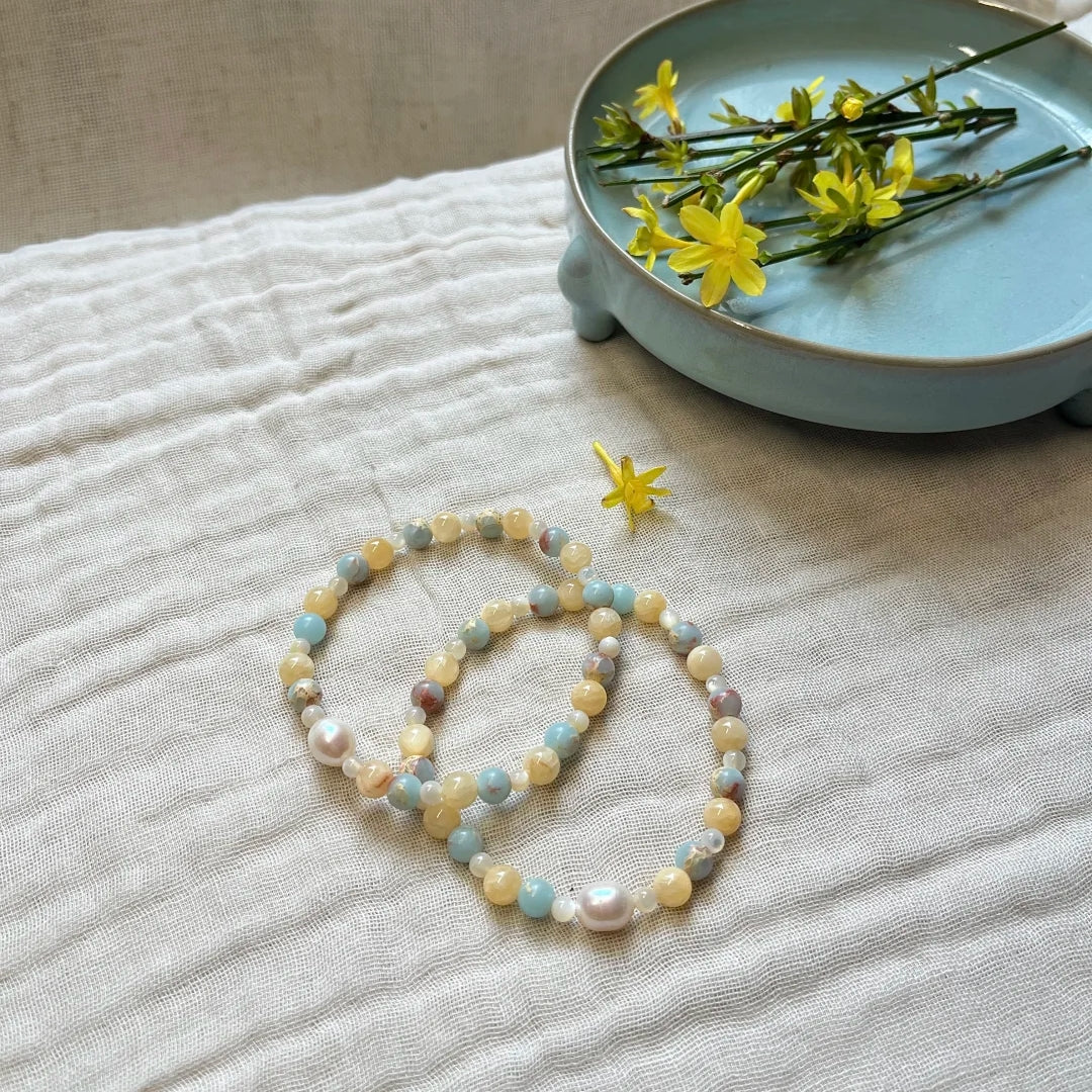 CIRCLEARA | The Serene Anchor - Shoushan Stone & Mother of Pearl Bracelet