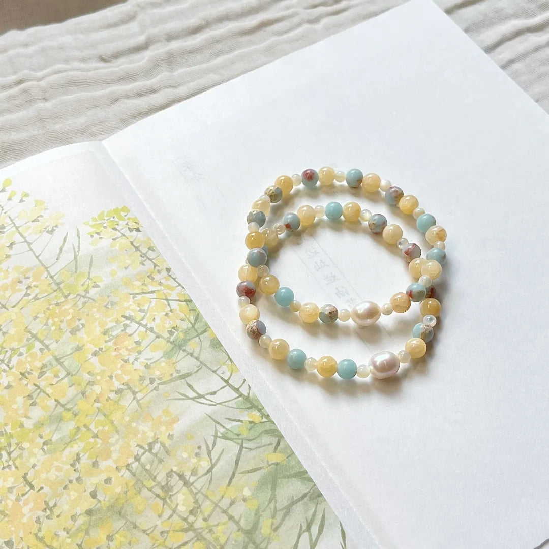 CIRCLEARA | The Serene Anchor - Shoushan Stone & Mother of Pearl Bracelet