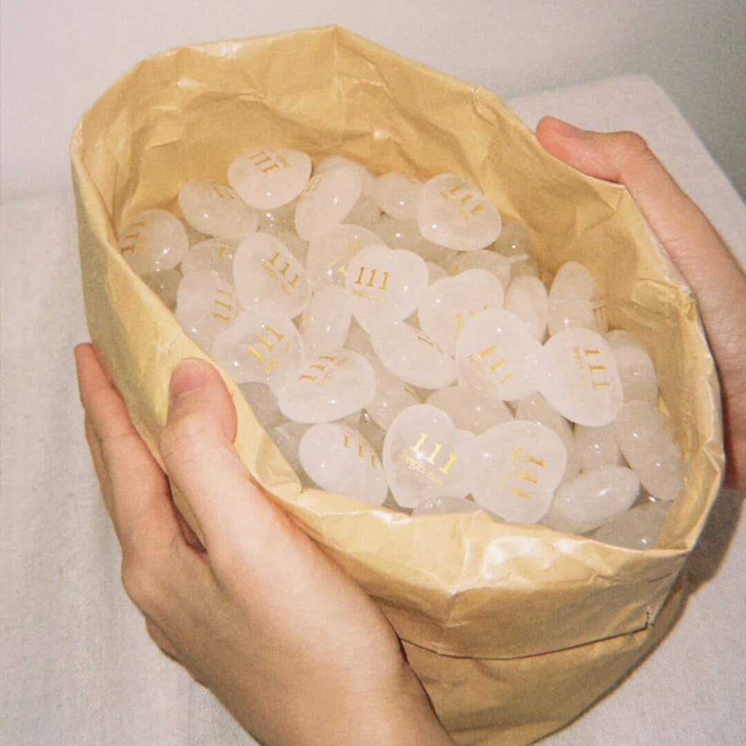 CIRCLEARA angel number crystal hearts, set of four etched manifestation tools (111 Alignment, 333 Support, 444 Protection, 777 Luck).