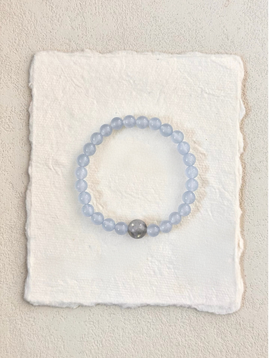The Silent Horizon | Blue Chalcedony & Grey Moonstone Grounding Bracelet