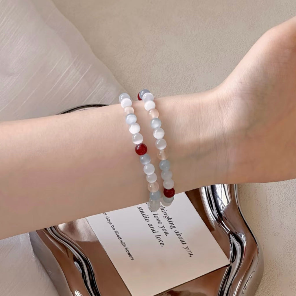 The Still River | Luminous Cat's Eye & Carnelian Dual-Layer Anchor