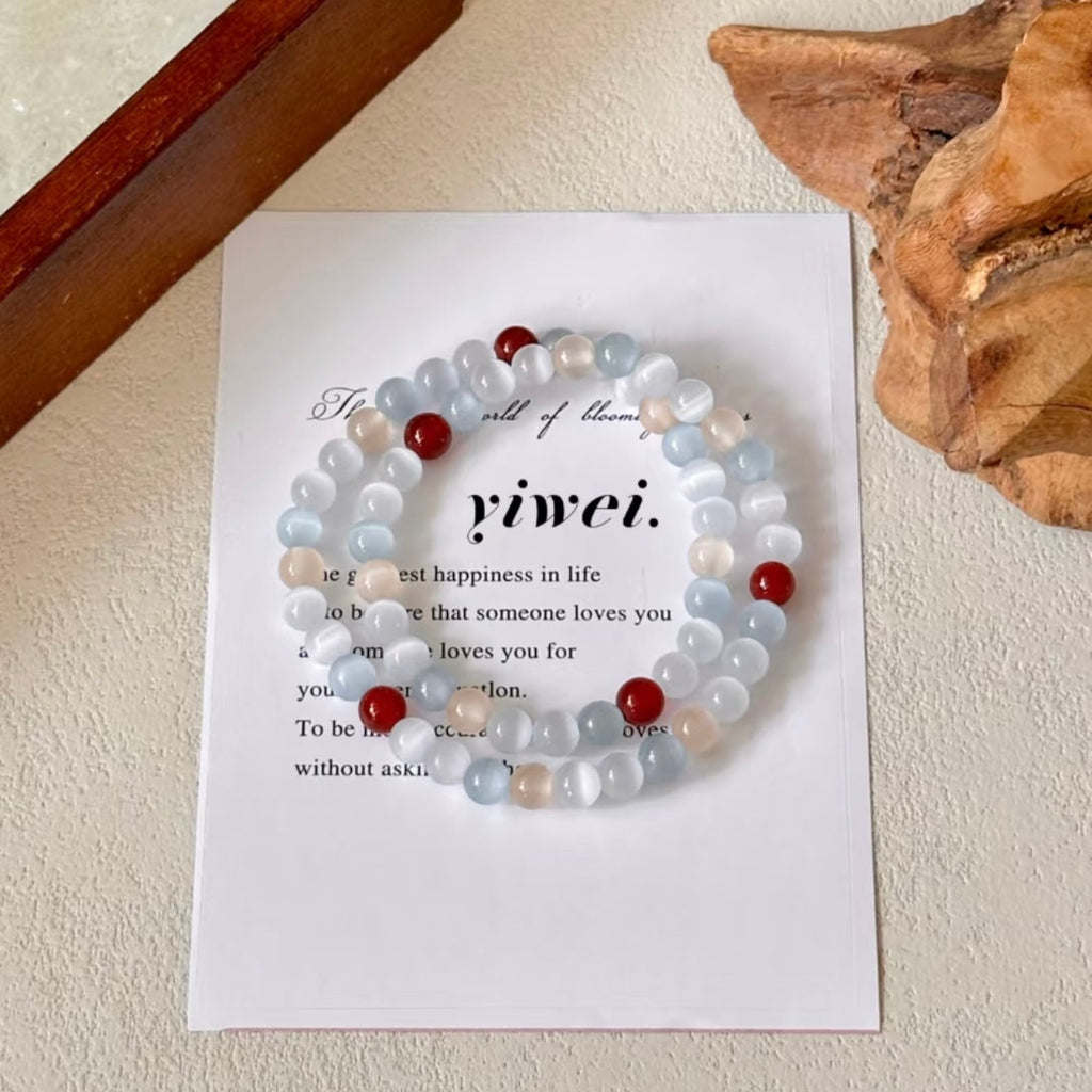 The Still River | Luminous Cat's Eye & Carnelian Dual-Layer Anchor