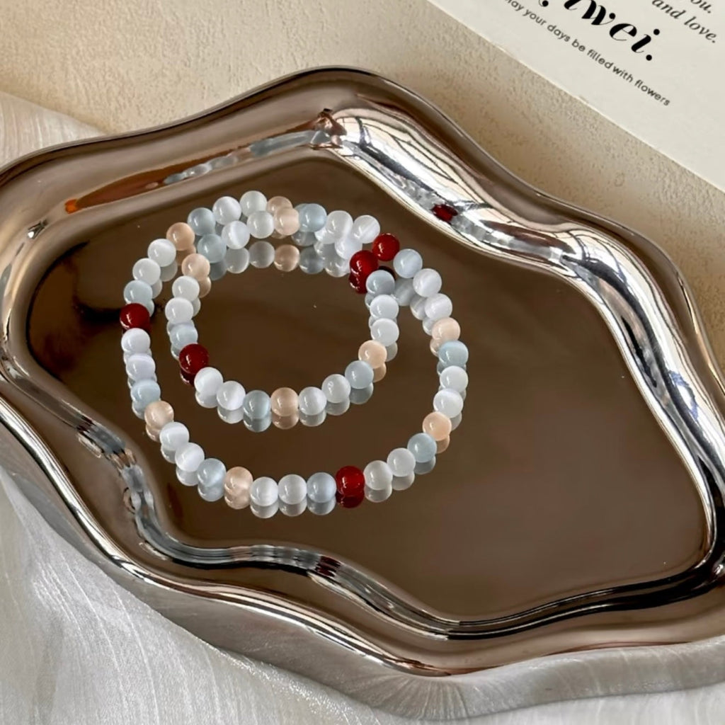 The Still River | Luminous Cat's Eye & Carnelian Dual-Layer Anchor