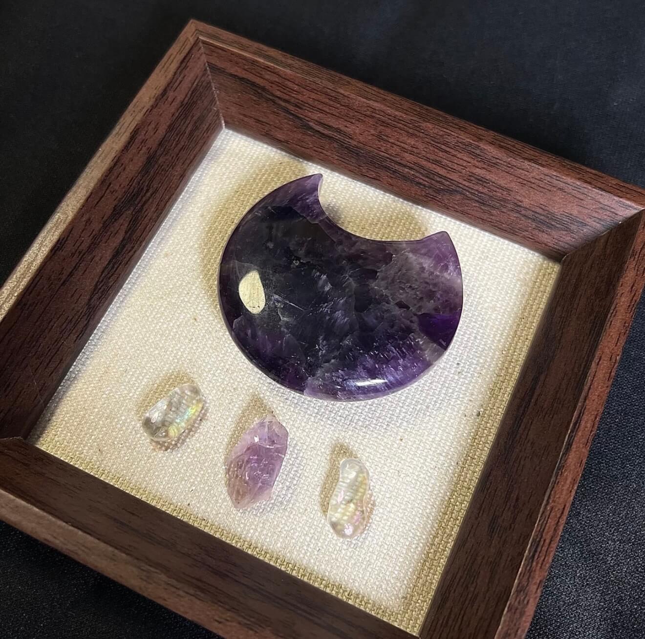 The CIRCLEARA | The Midnight Amethyst Lunar Anchor - 3D Crystal Shadow Box