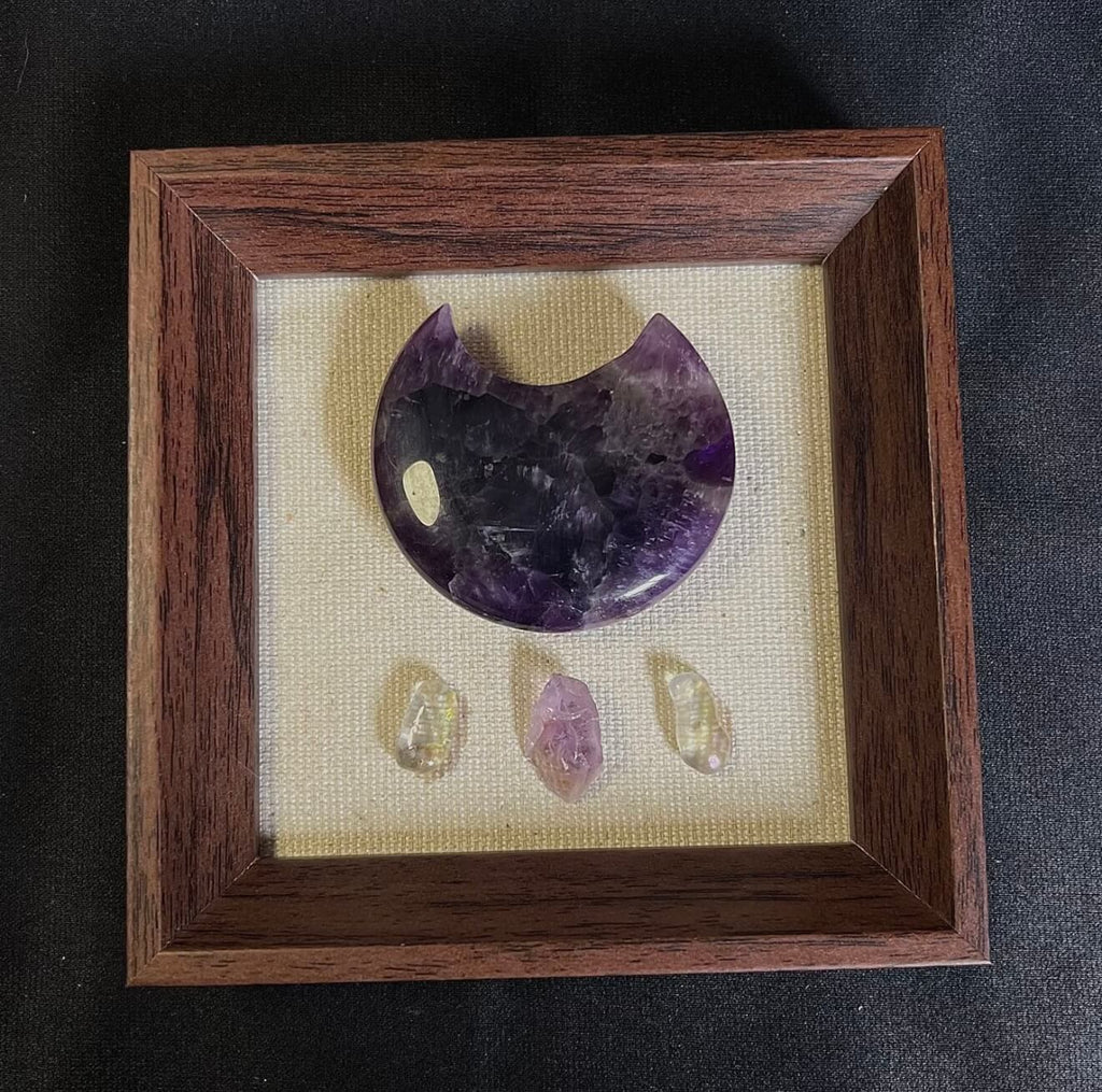 The CIRCLEARA | The Midnight Amethyst Lunar Anchor - 3D Crystal Shadow Box