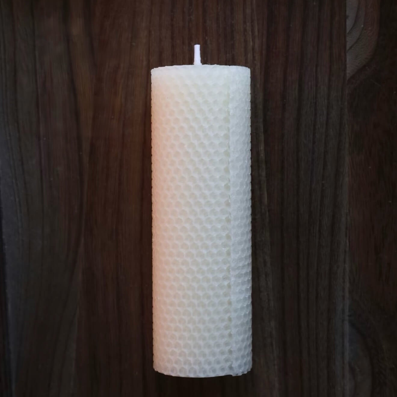 Handcrafted Pure Alabaster white beeswax honeycomb candle set by CIRCLEARA, featuring textured geometric pillar candles lit on a minimalist zen background for meditation.