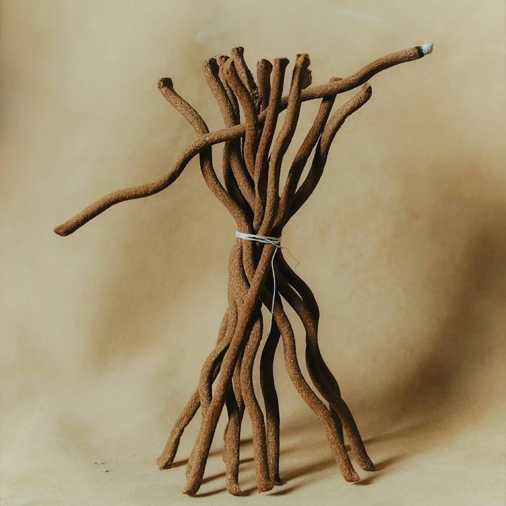 A single wavy botanical incense stick by CIRCLEARA in a red terracotta holder, representing a fluid energy reset.