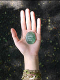 CIRCLEARA "I am rooted, But I flow" etched Green Aventurine stone. A tactile grounding mineral for heart chakra stability and navigating life's transitions.