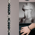 CIRCLEARA | Classic Gothic Obsidian & Labradorite Sterling Silver Bracelet